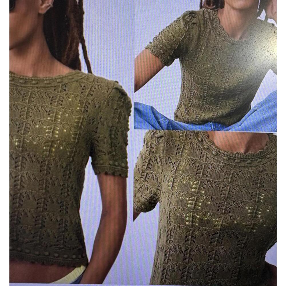 Anthropologie Pointelle‎ Sweater Shirt Green Size XXSmall $88 Whimsical NWOT